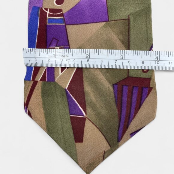Albert Nipon Silk Tie Abstract Cubist Art Vintage Office Business Formal - Picture 5 of 6